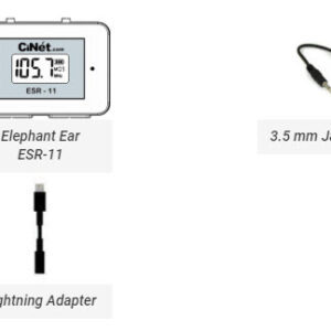 Elephant Ear ESR-11<br> + TRRS Cable with 3.5 mm jacks (both ends) for connecting Elephant Ear with cell phone for recording<br> + Lightening cable adapter